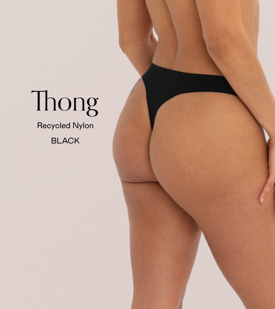 Clean cut Thong Paquete negro - 5 piezas